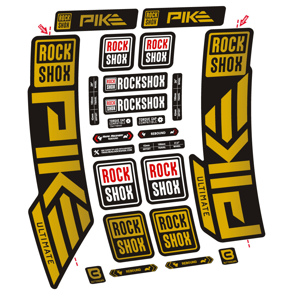 Stickers Rock Shox Pike Ultimate compatibles - Autocollants fourche VTT