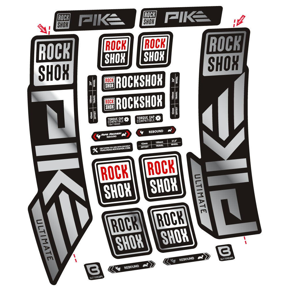 Stickers Rock Shox Pike Ultimate compatibles - Autocollants fourche VTT