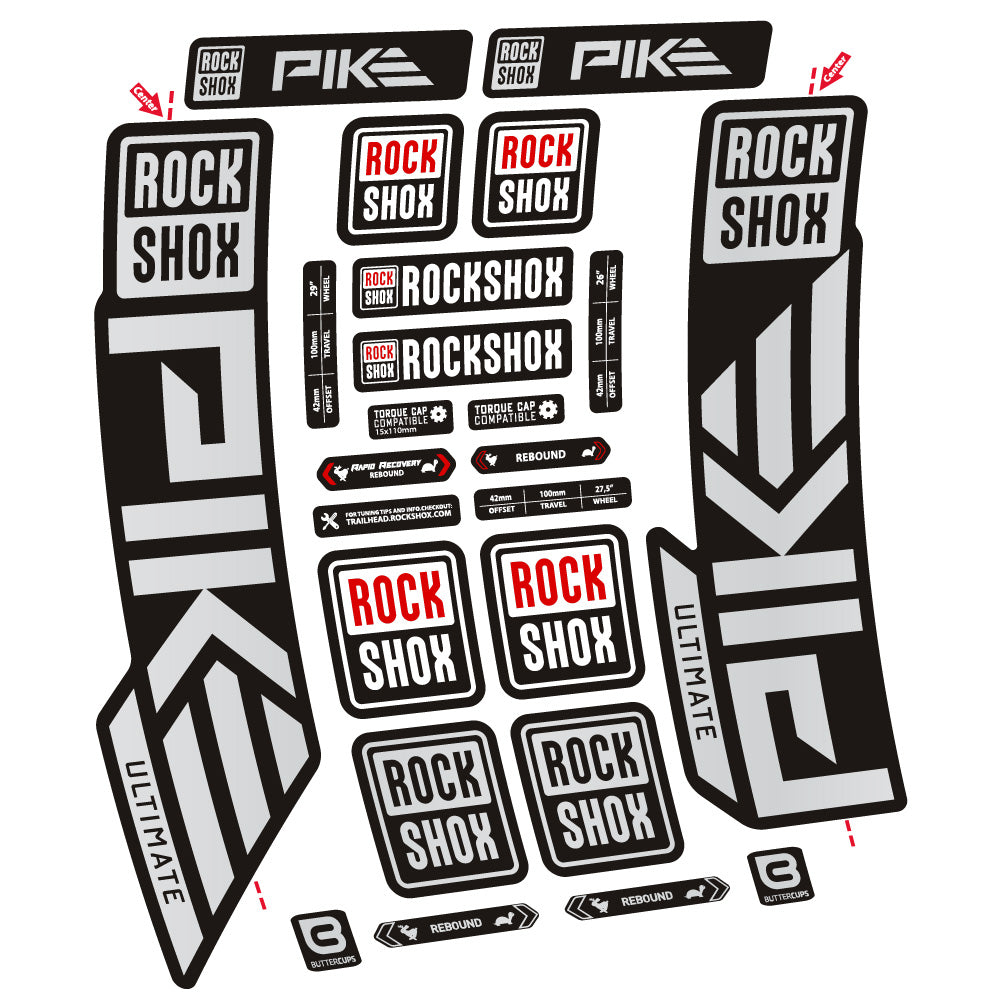 Stickers Rock Shox Pike Ultimate compatibles - Autocollants fourche VTT