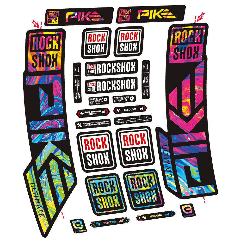 Stickers Rock Shox Pike Ultimate compatibles - Autocollants fourche VTT