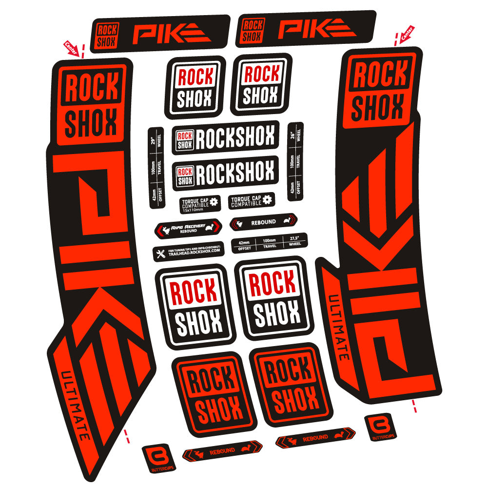 Stickers Rock Shox Pike Ultimate compatibles Autocollants fourche VTT 29"