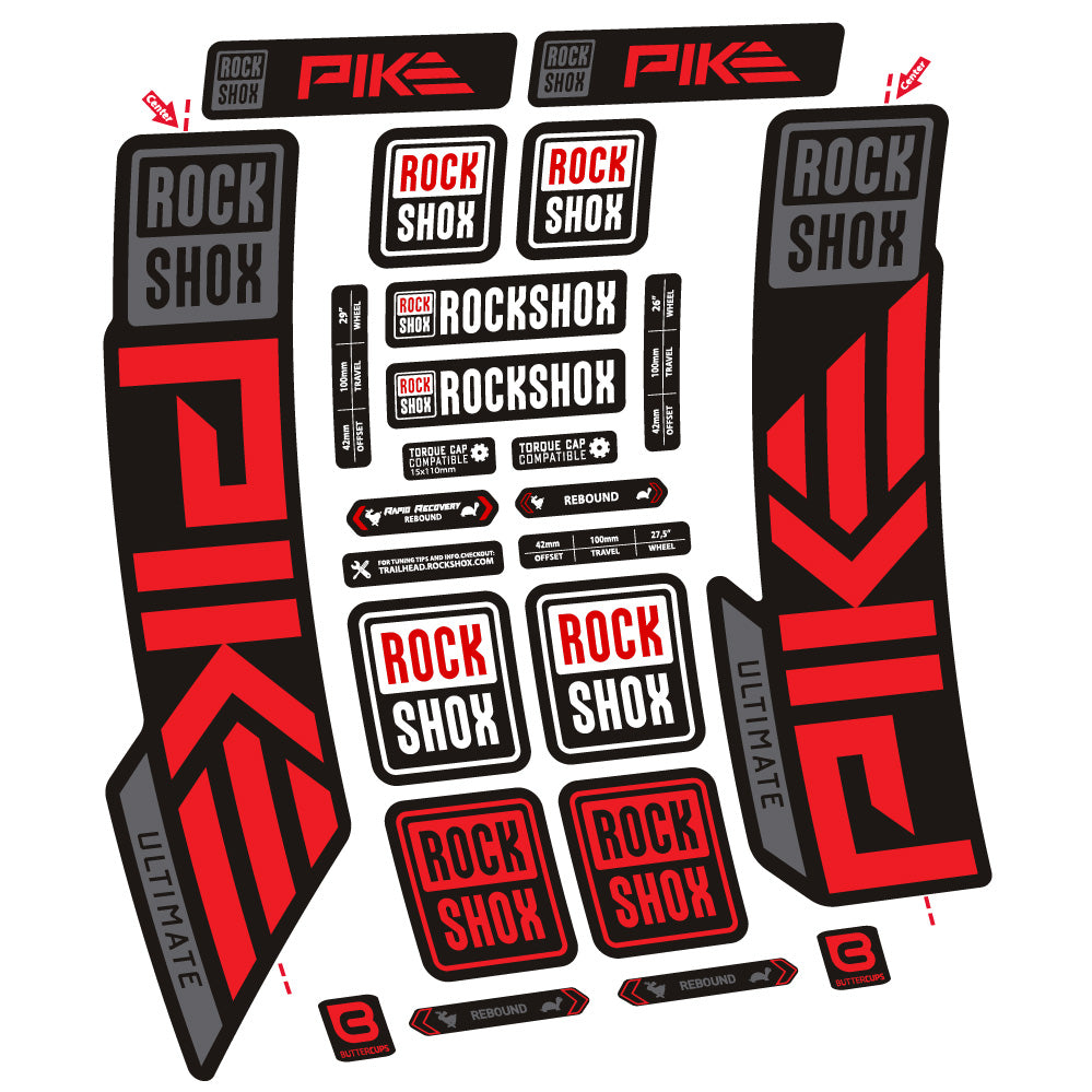 Stickers Rock Shox Pike Ultimate compatibles - Autocollants fourche VTT