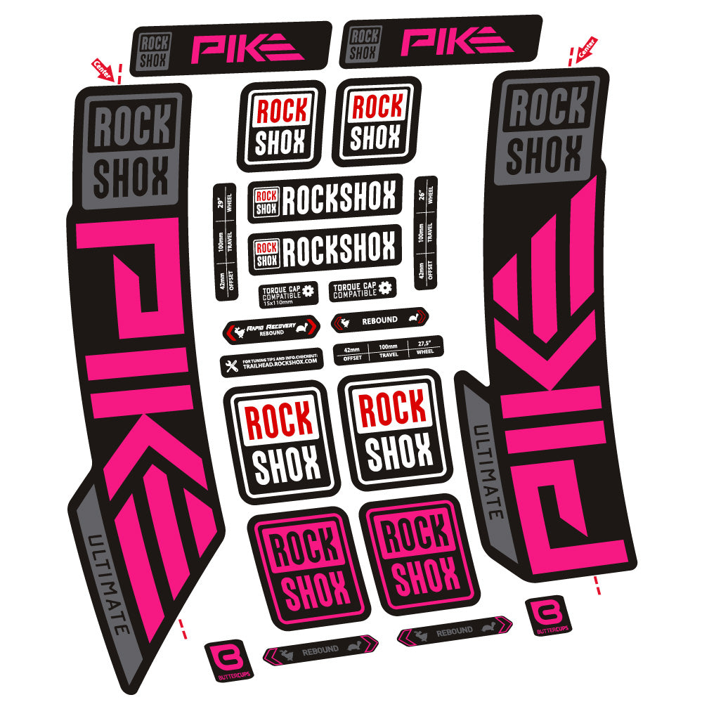 Stickers Rock Shox Pike Ultimate compatibles Autocollants fourche VTT 29"