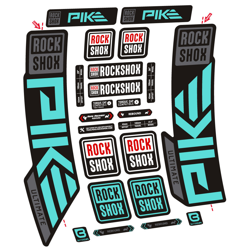 Stickers Rock Shox Pike Ultimate compatibles Autocollants fourche VTT 29"