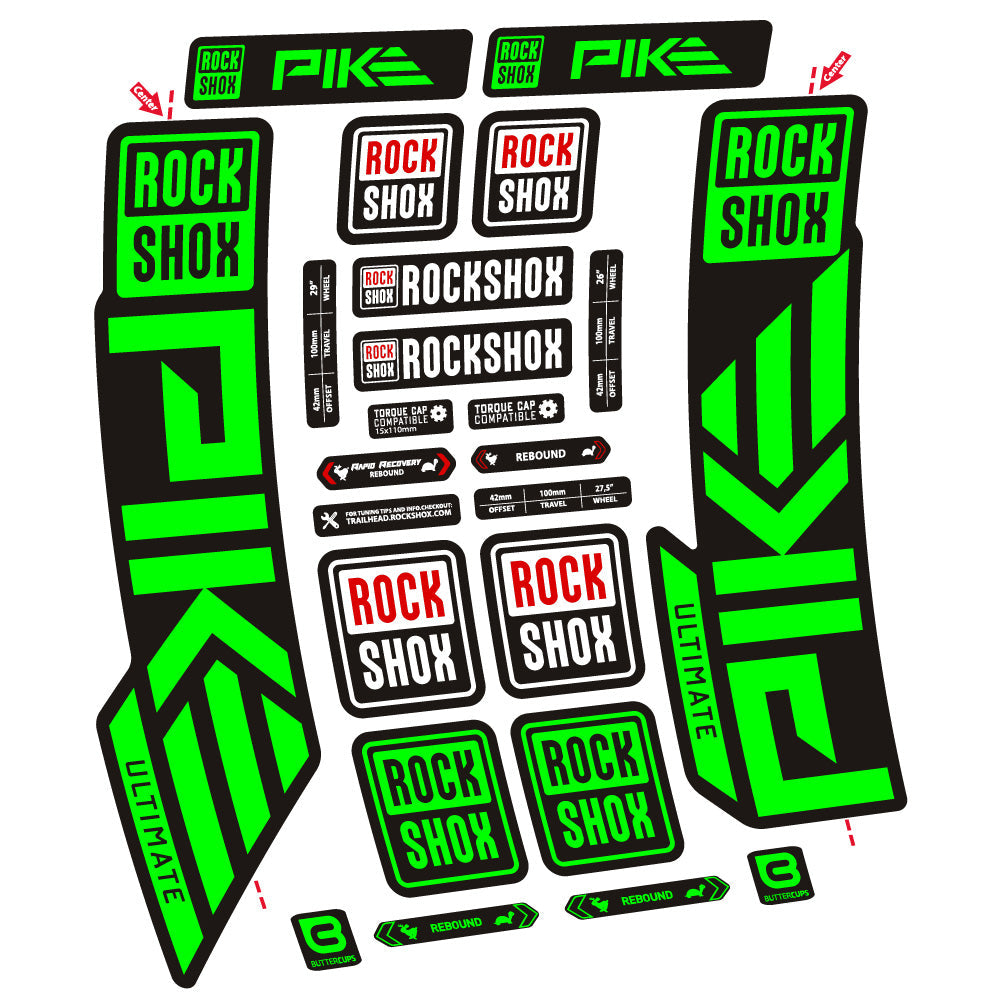 Stickers Rock Shox Pike Ultimate compatibles Autocollants fourche VTT 29"