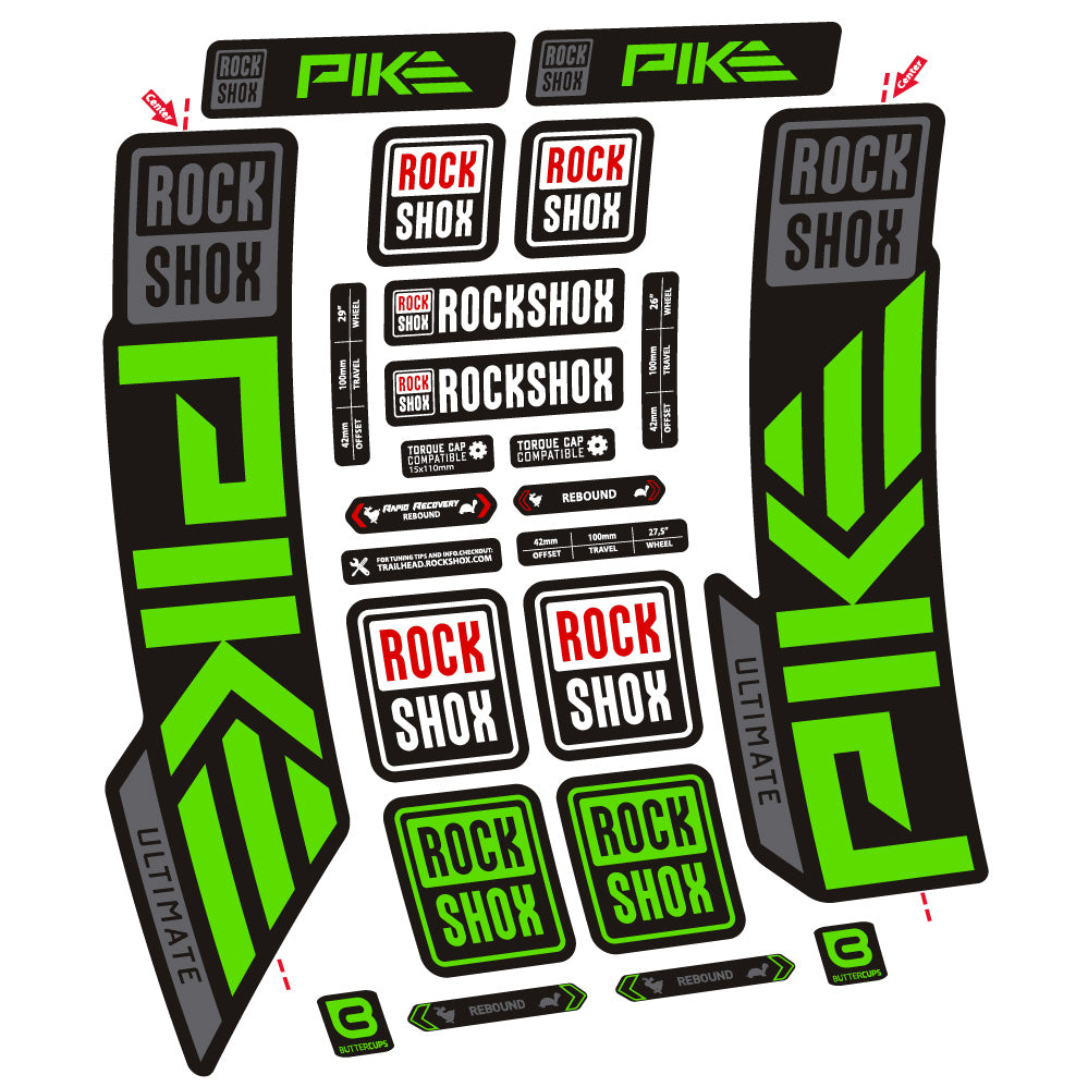 Stickers Rock Shox Pike Ultimate compatibles Autocollants fourche VTT 29"