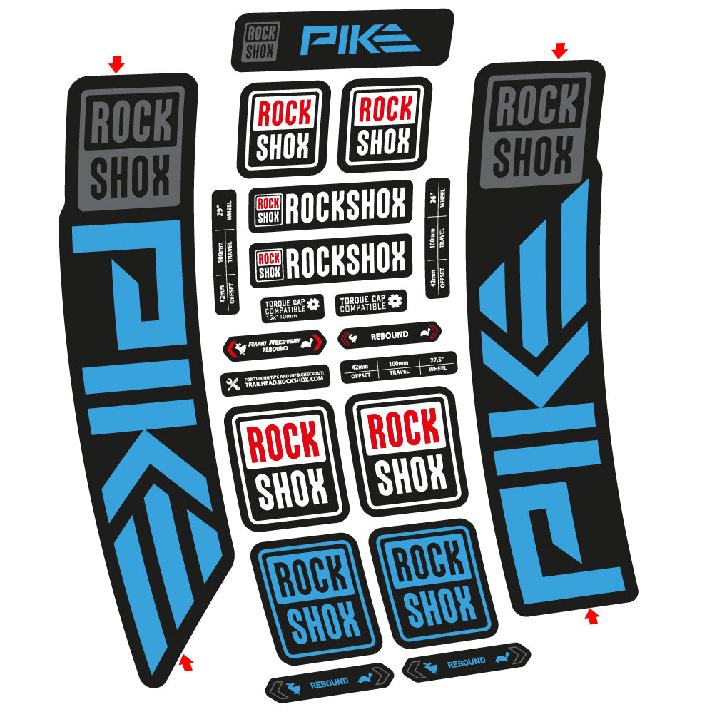 Stickers Rock Shox Pike 2023 compatibles Autocollants fourche VTT