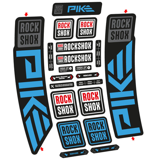 Stickers Rock Shox Pike 2023 compatibles Autocollants fourche VTT