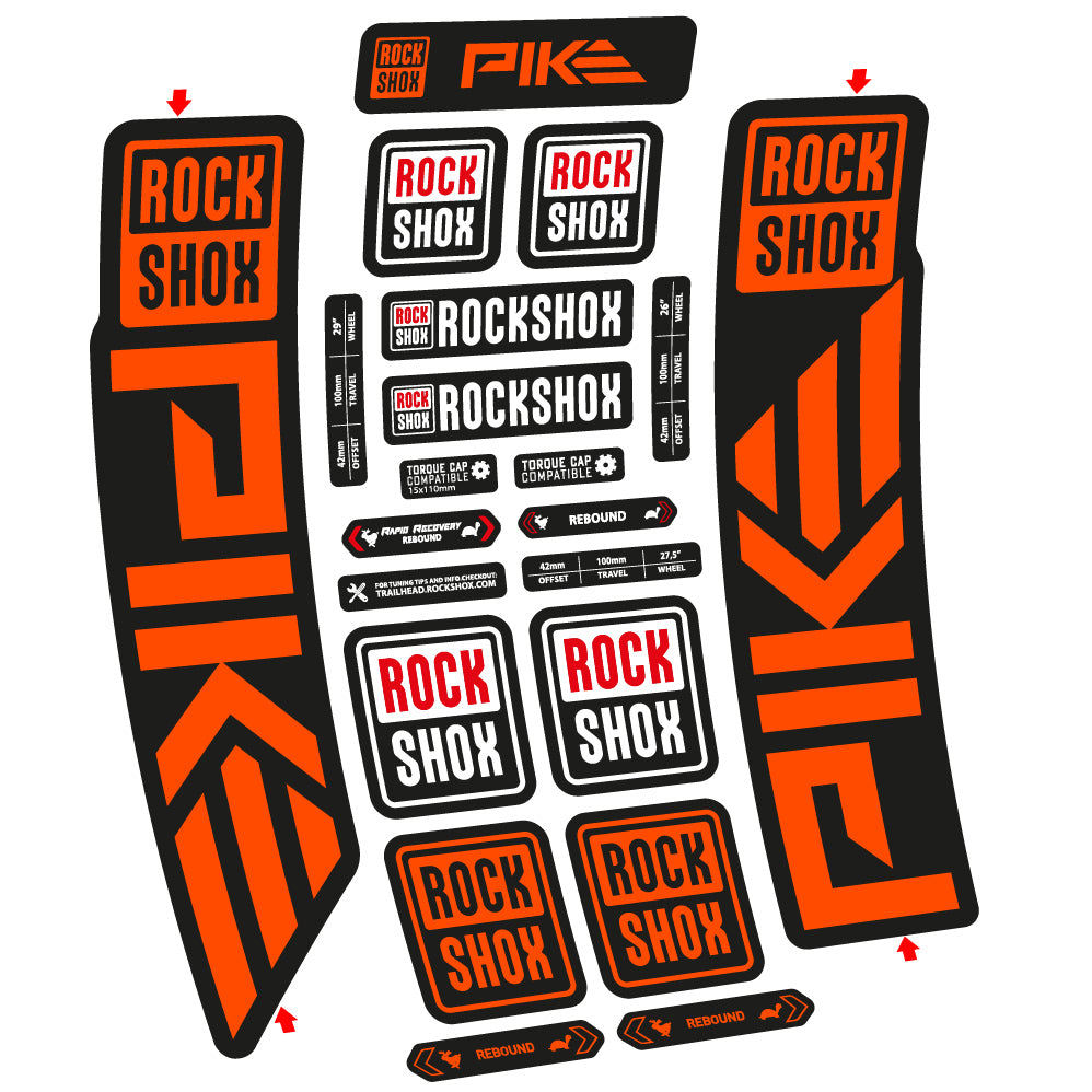 Stickers Rock Shox Pike 2023 compatibles Autocollants fourche VTT