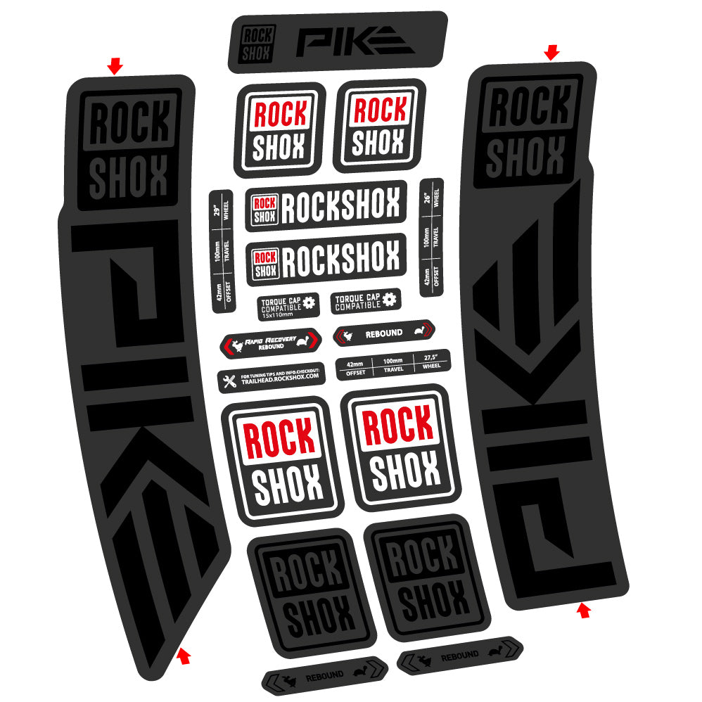 Stickers Rock Shox Pike 2023 compatibles Autocollants fourche VTT