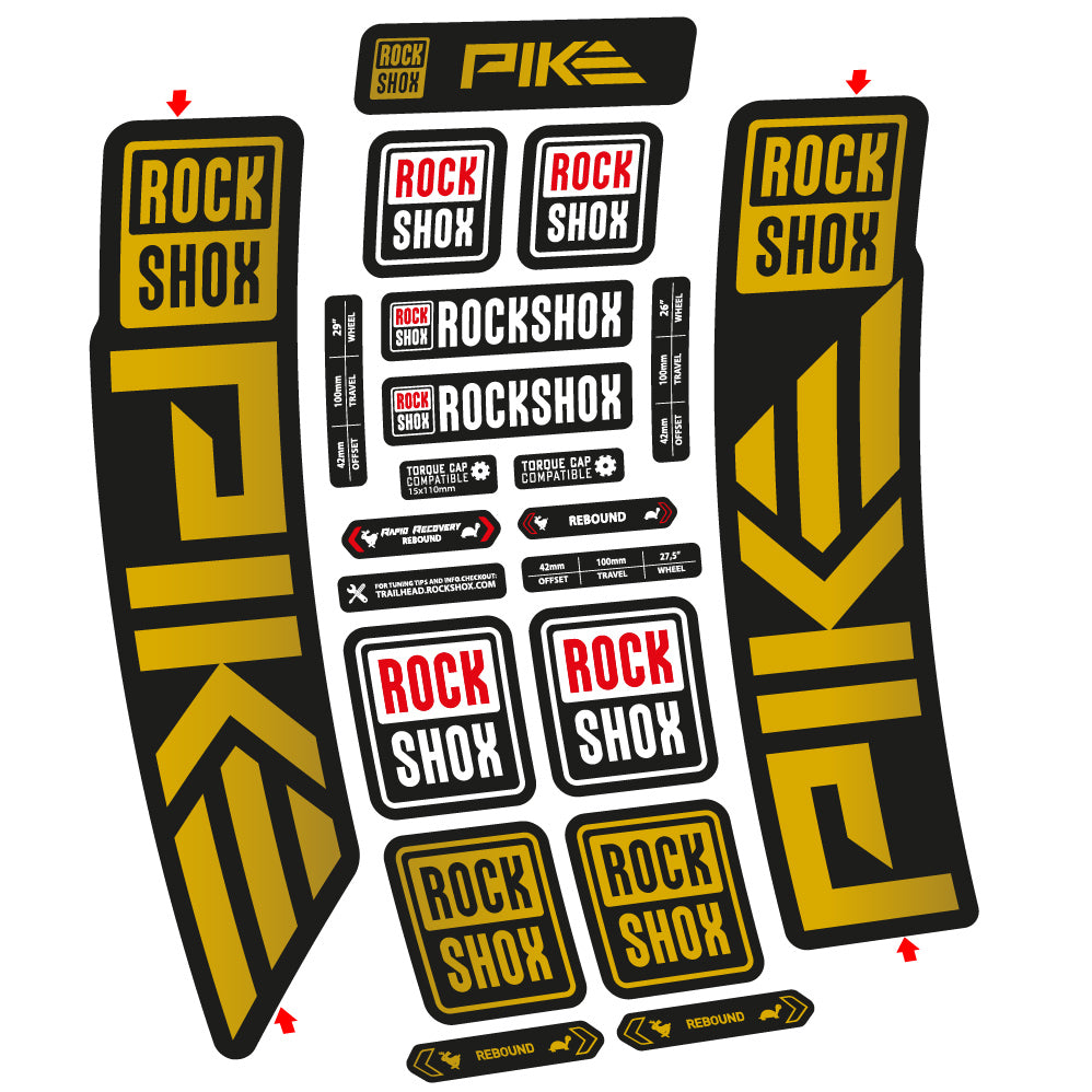 Stickers Rock Shox Pike 2023 compatibles Autocollants fourche VTT