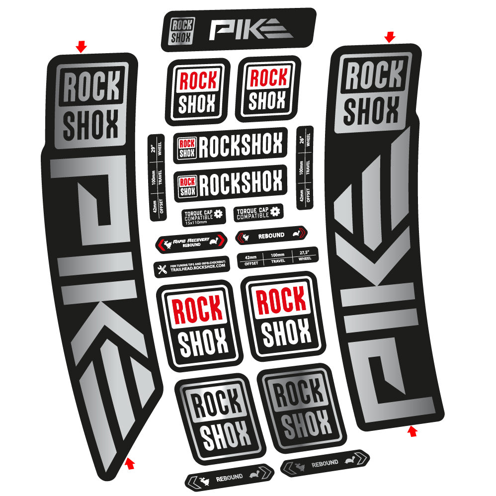 Stickers Rock Shox Pike 2023 compatibles Autocollants fourche VTT