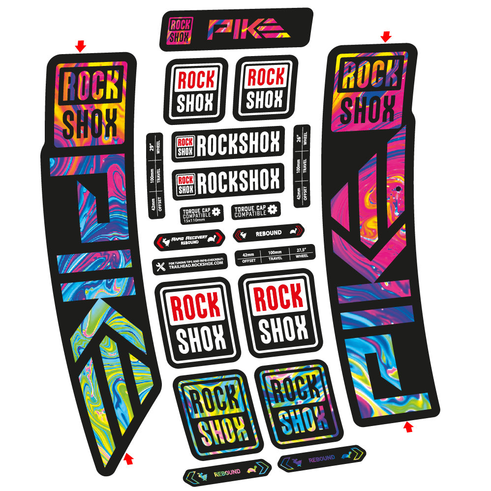 Stickers Rock Shox Pike 2023 compatibles Autocollants fourche VTT