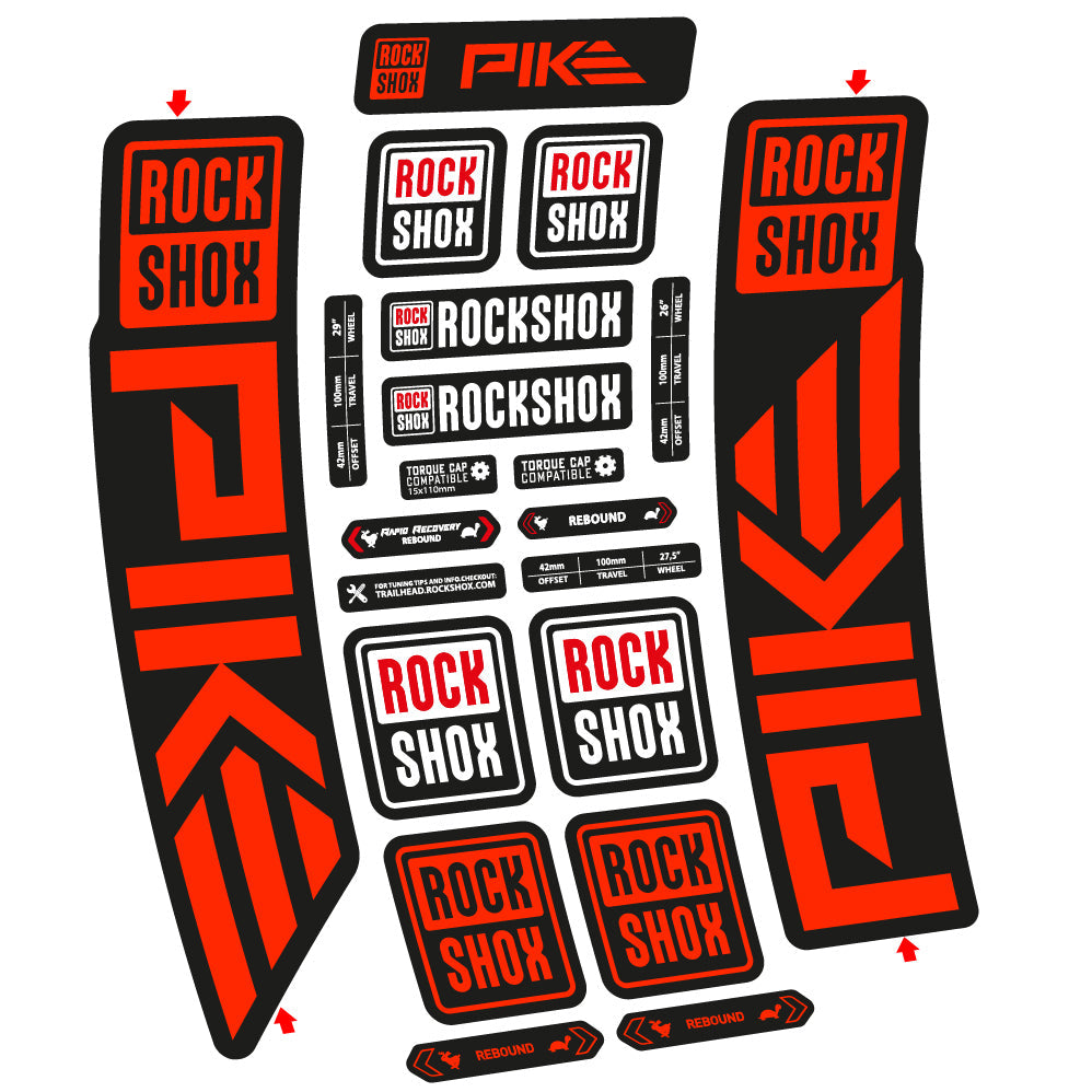 Stickers Rock Shox Pike 2023 compatibles Autocollants fourche VTT