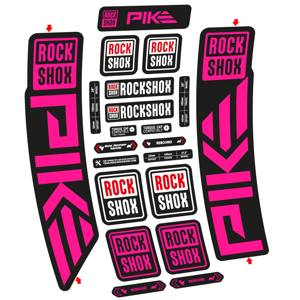 Stickers Rock Shox Pike 2023 compatibles Autocollants fourche VTT