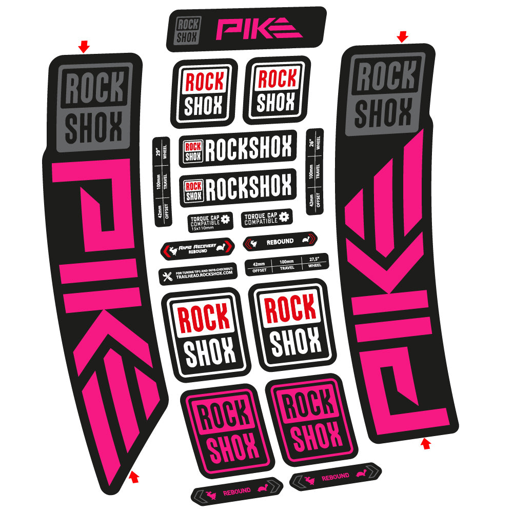 Stickers Rock Shox Pike 2023 compatibles Autocollants fourche VTT