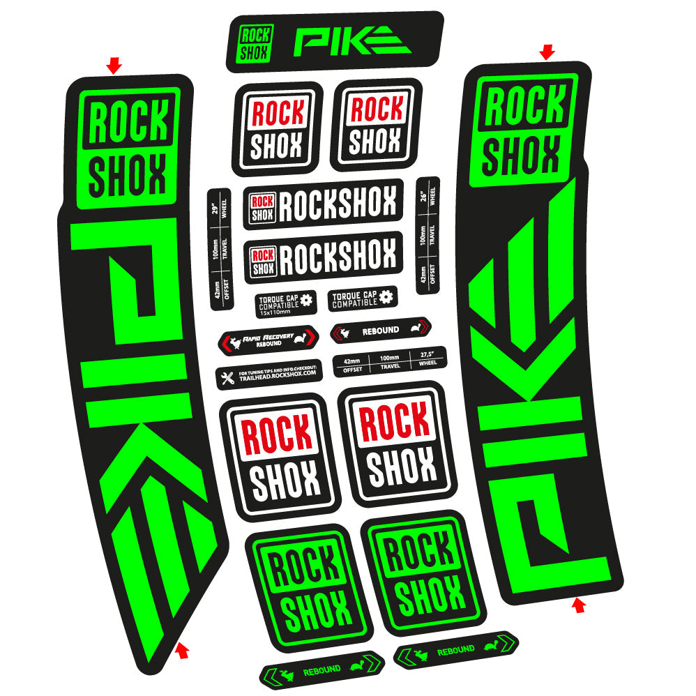 Stickers Rock Shox Pike 2023 compatibles Autocollants fourche VTT