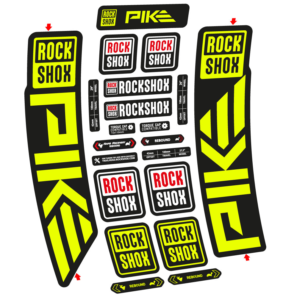 Stickers Rock Shox Pike 2023 compatibles Autocollants fourche VTT