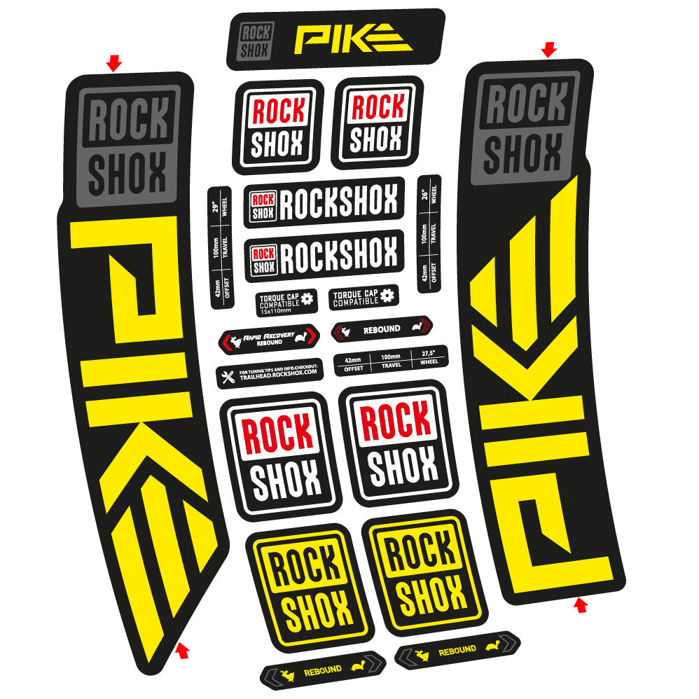 Stickers Rock Shox Pike 2023 compatibles Autocollants fourche VTT