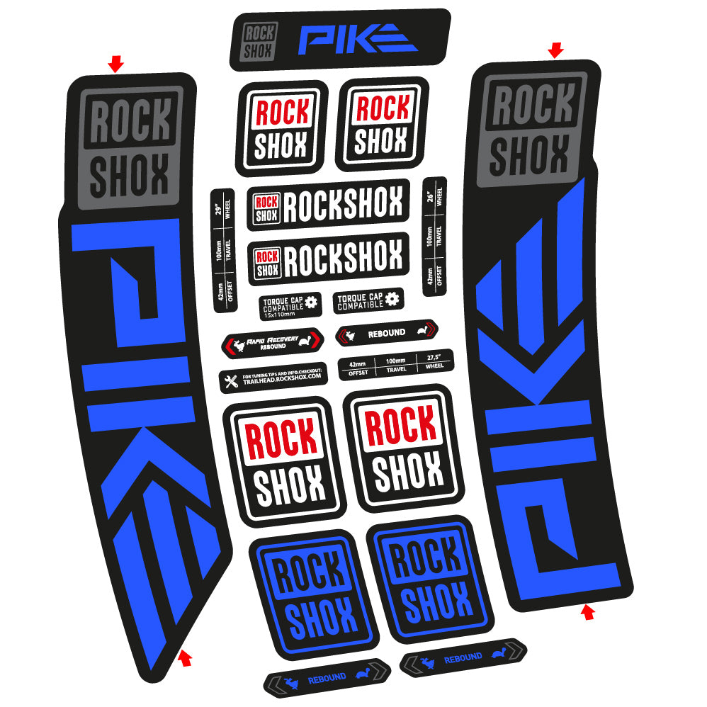 Stickers Rock Shox Pike 2023 compatibles Autocollants fourche VTT