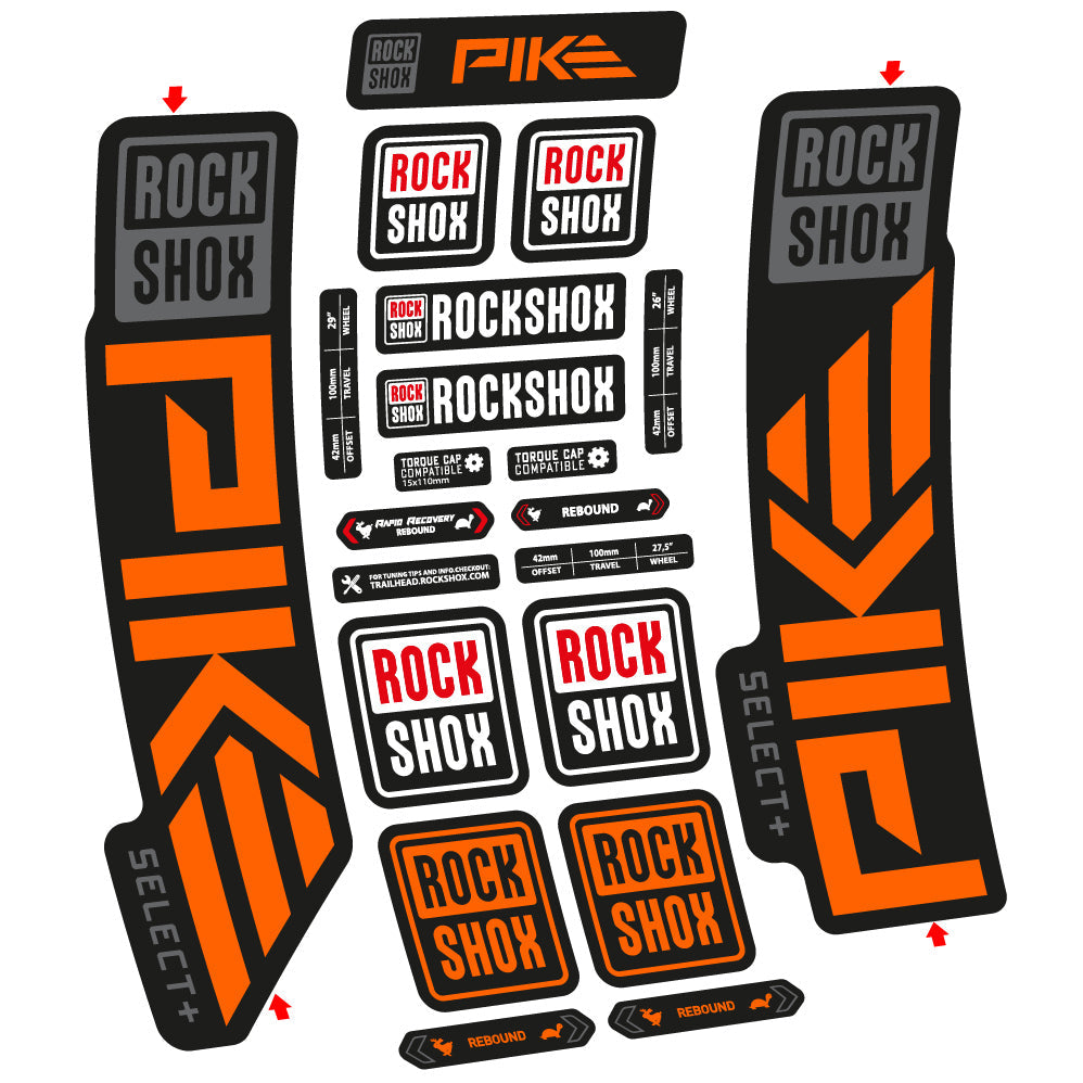 Stickers Rock Shox Pike Select Plus 2023 compatibles Autocollants fourche VTT