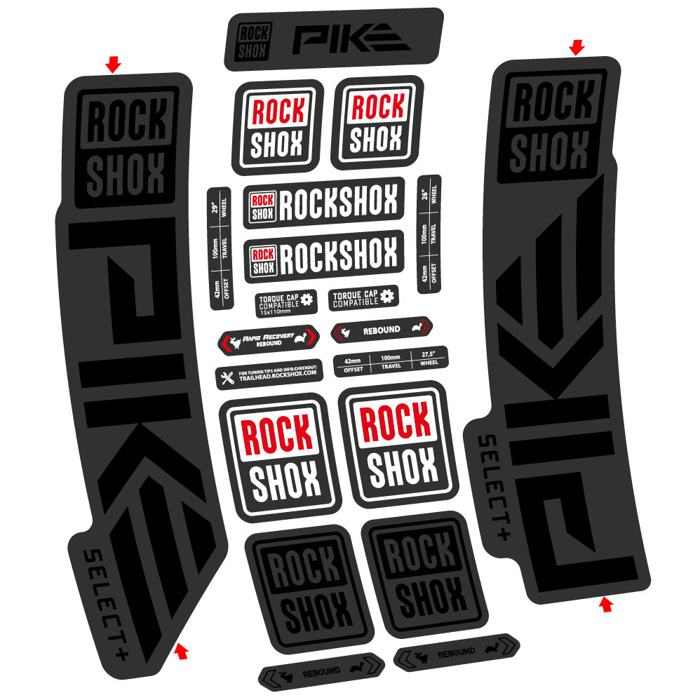Stickers Rock Shox Pike Select Plus 2023 compatibles Autocollants fourche VTT
