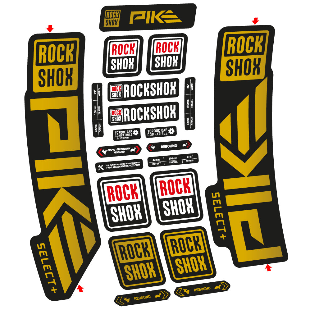 Stickers Rock Shox Pike Select Plus 2023 compatibles Autocollants fourche VTT