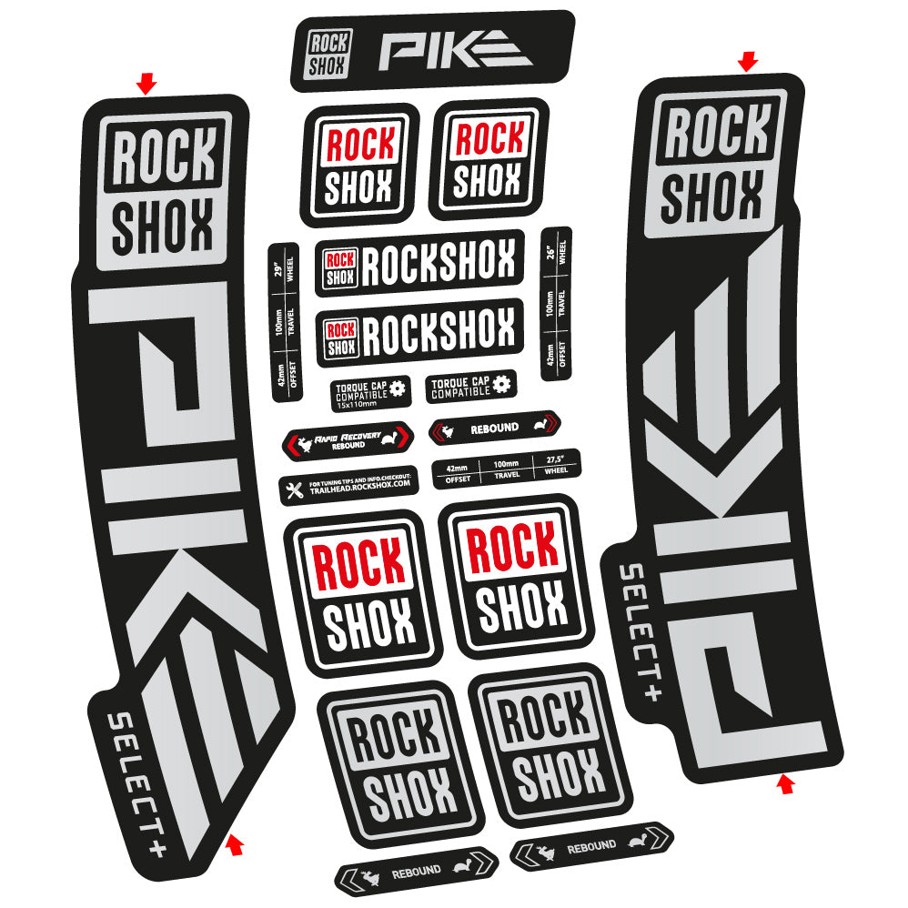 Stickers Rock Shox Pike Select Plus 2023 compatibles Autocollants fourche VTT