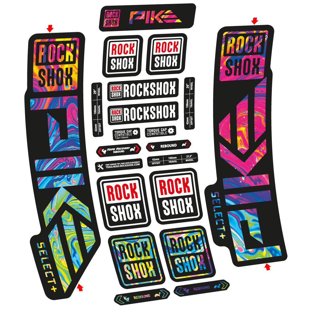 Stickers Rock Shox Pike Select Plus 2023 compatibles Autocollants fourche VTT