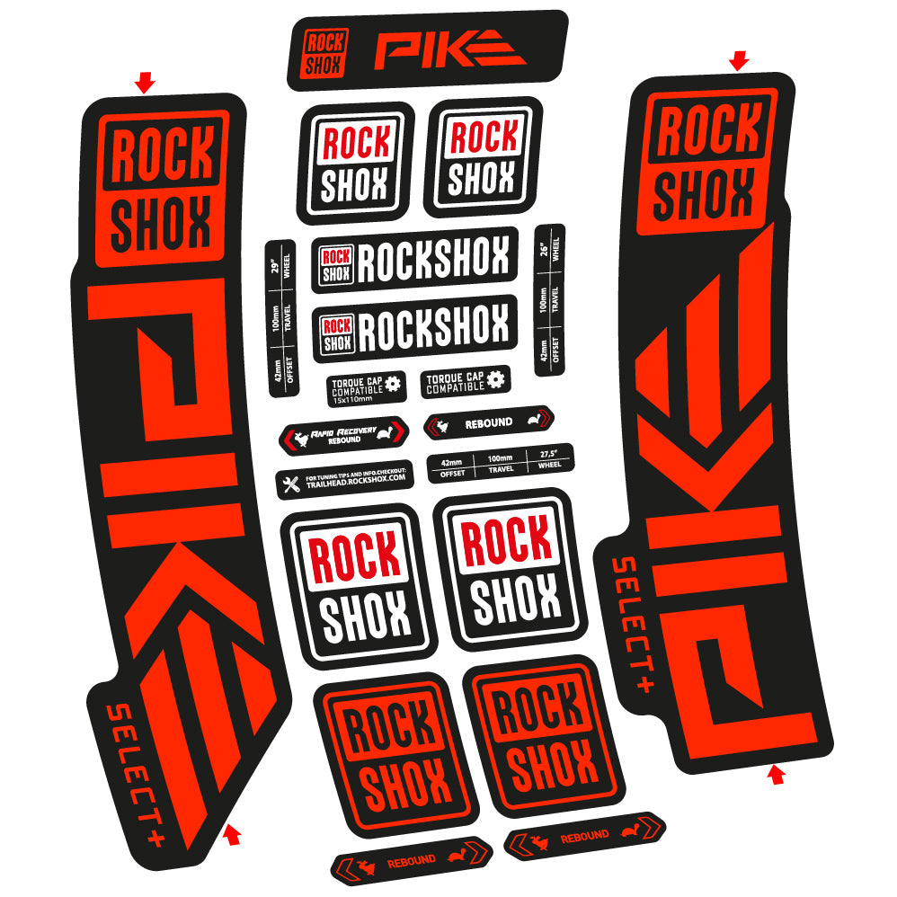 Stickers Rock Shox Pike Select Plus 2023 compatibles Autocollants fourche VTT