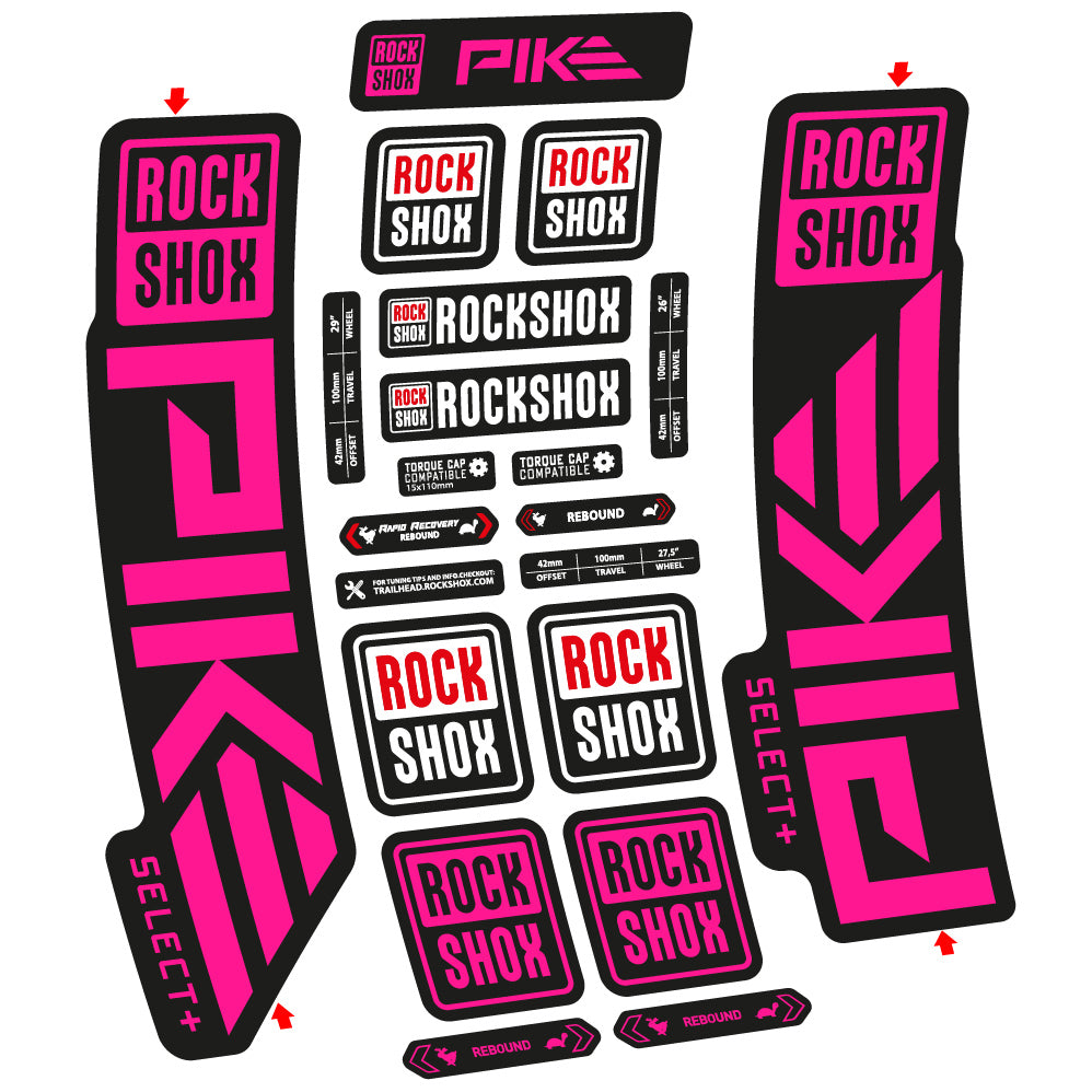 Stickers Rock Shox Pike Select Plus 2023 compatibles Autocollants fourche VTT