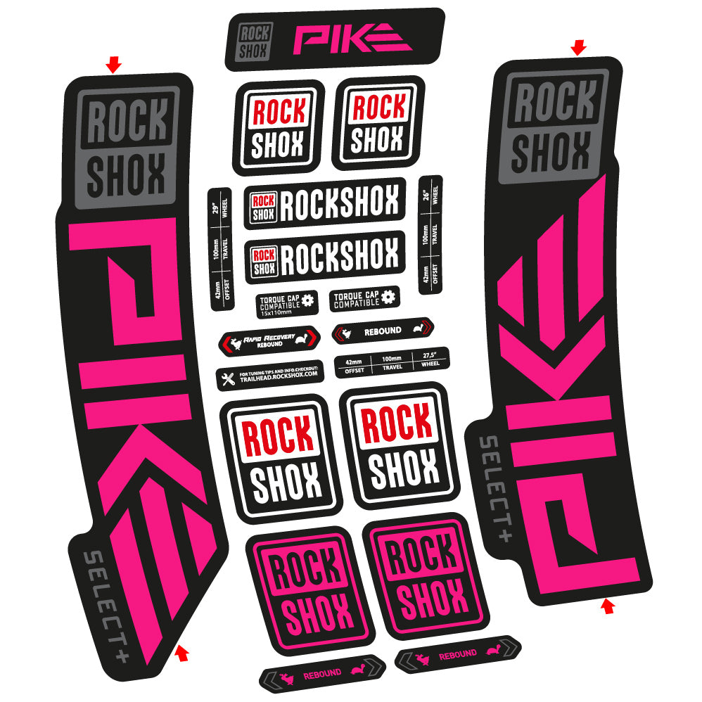 Stickers Rock Shox Pike Select Plus 2023 compatibles Autocollants fourche VTT