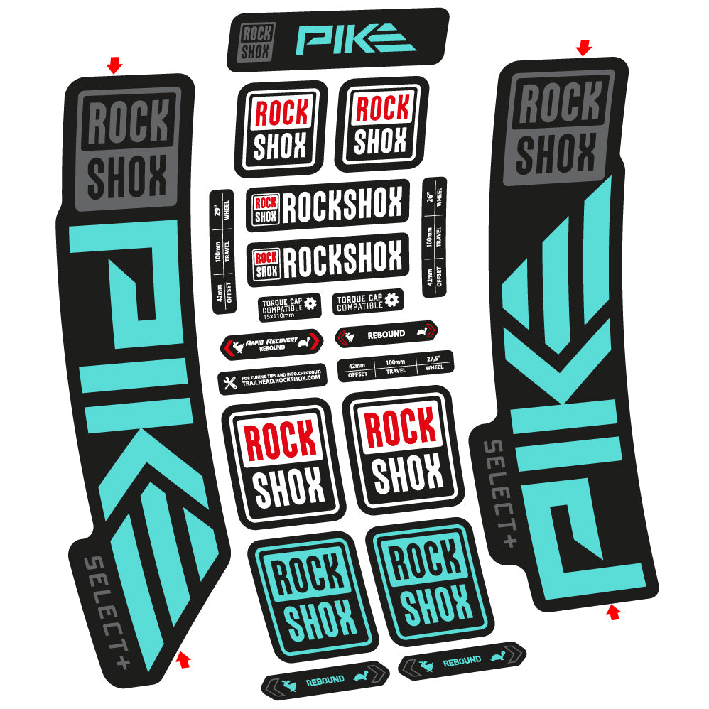 Stickers Rock Shox Pike Select Plus 2023 compatibles Autocollants fourche VTT