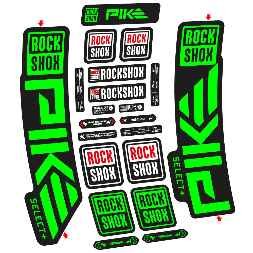 Stickers Rock Shox Pike Select Plus 2023 compatibles Autocollants fourche VTT