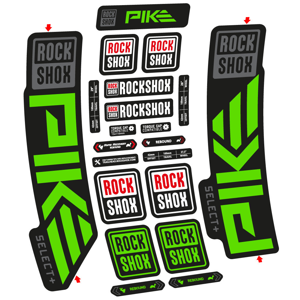 Stickers Rock Shox Pike Select Plus 2023 compatibles Autocollants fourche VTT