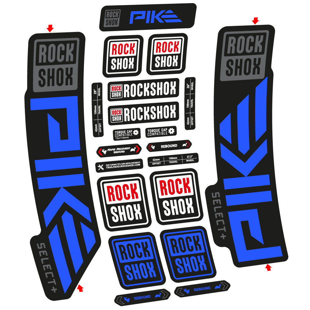 Stickers Rock Shox Pike Select Plus 2023 compatibles Autocollants fourche VTT