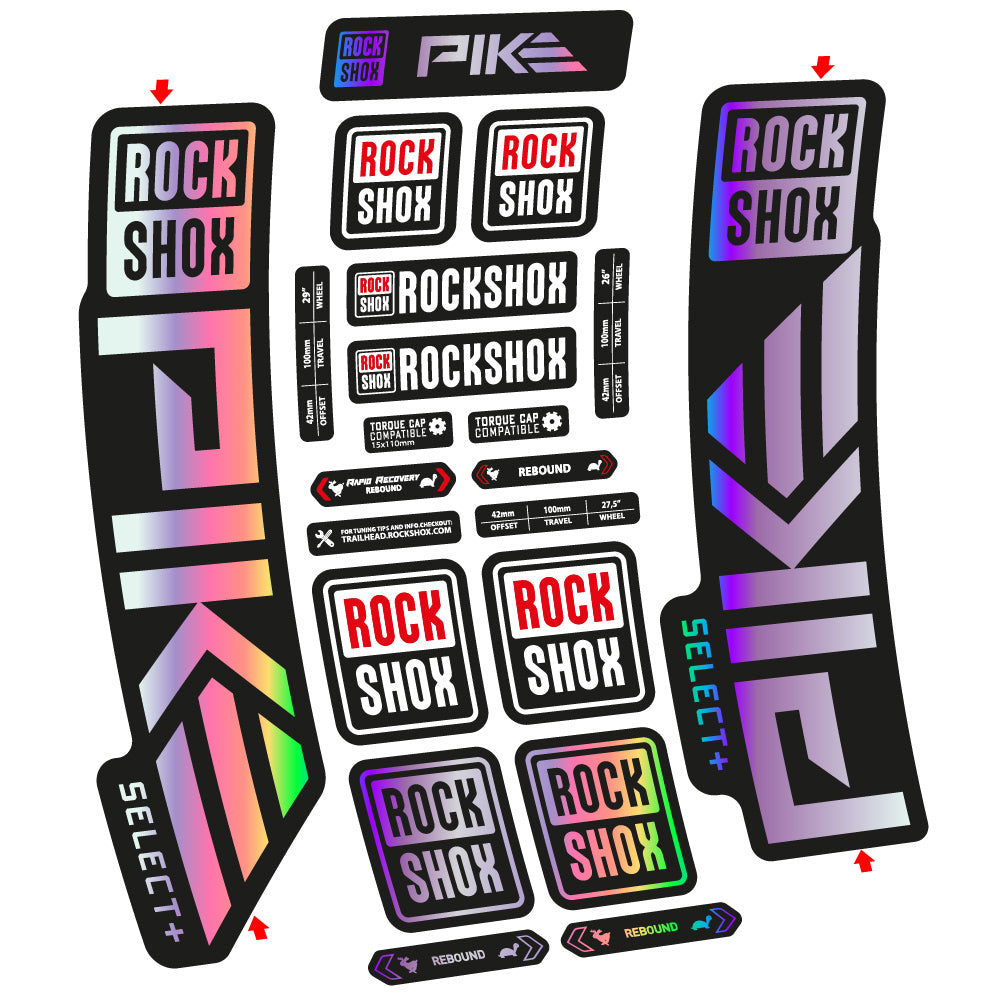Stickers Rock Shox Pike Select Plus 2023 compatibles Autocollants fourche VTT