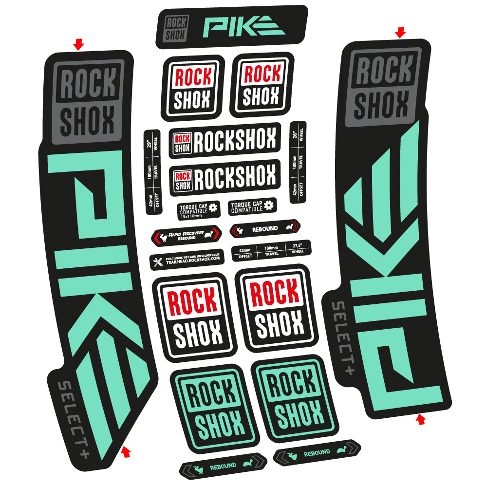 Stickers Rock Shox Pike Select Plus 2023 compatibles Autocollants fourche VTT