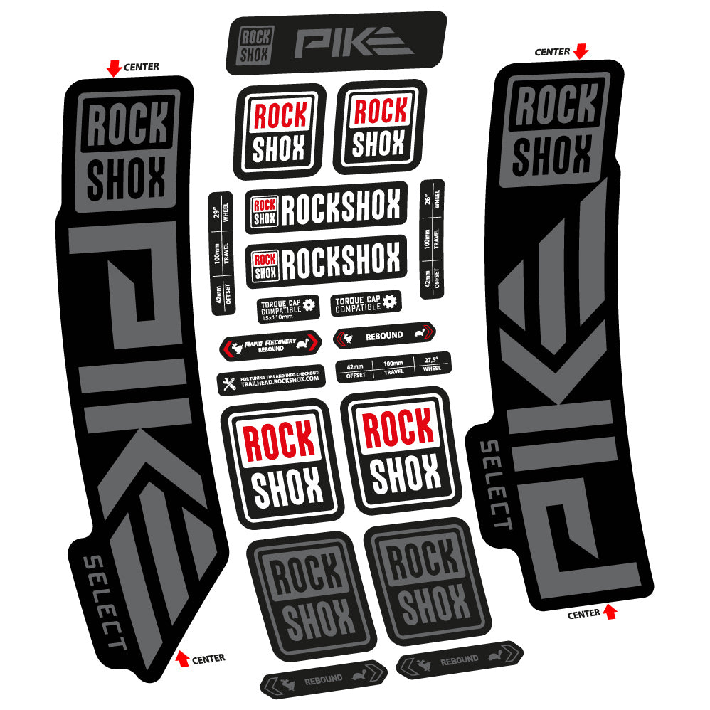 Stickers Rock Shox Pike Select 2023 compatibles Autocollants fourche VTT