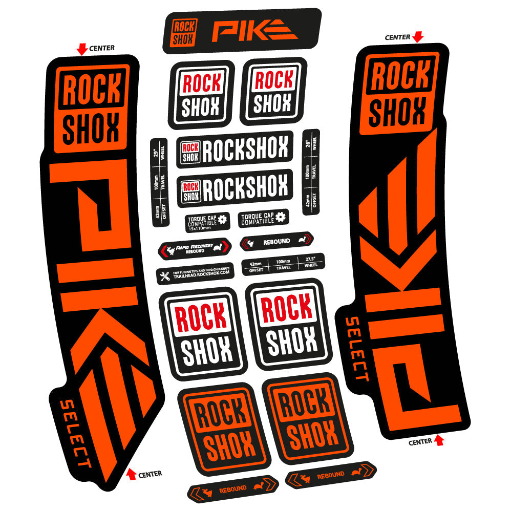 Stickers Rock Shox Pike Select 2023 compatibles Autocollants fourche VTT