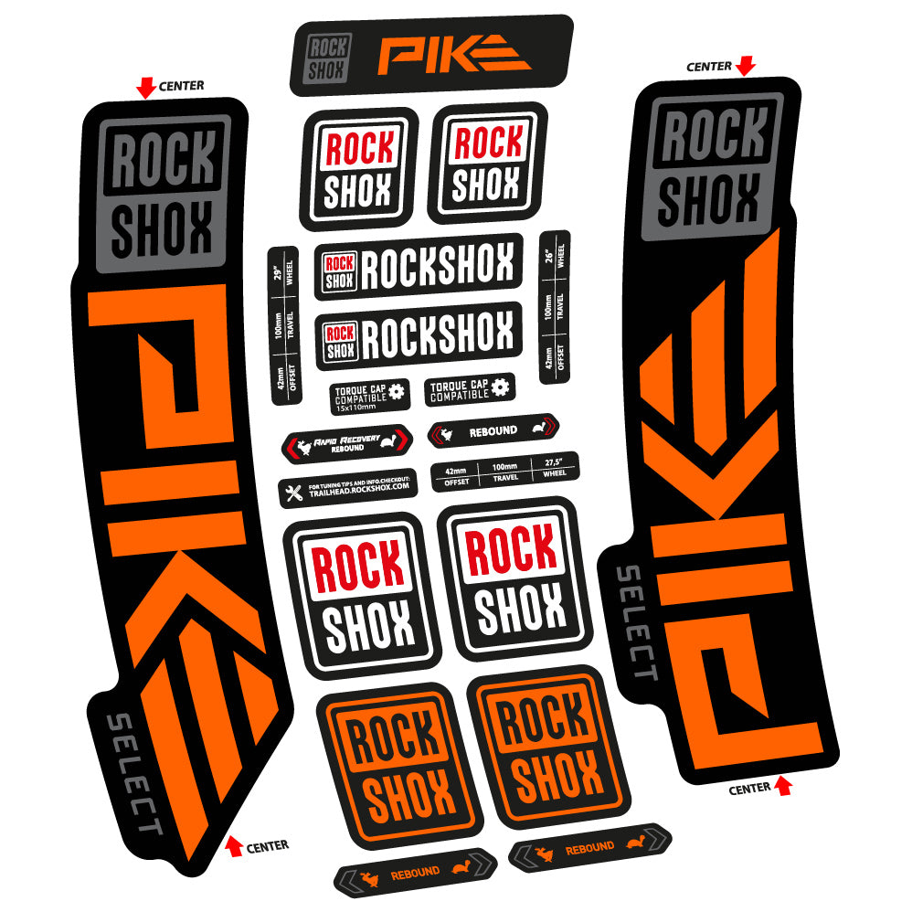 Stickers Rock Shox Pike Select 2023 compatibles Autocollants fourche VTT