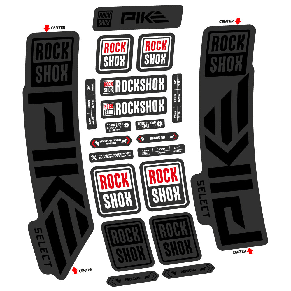 Stickers Rock Shox Pike Select 2023 compatibles Autocollants fourche VTT