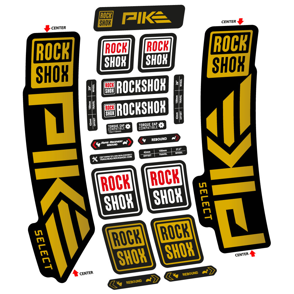 Stickers Rock Shox Pike Select 2023 compatibles Autocollants fourche VTT