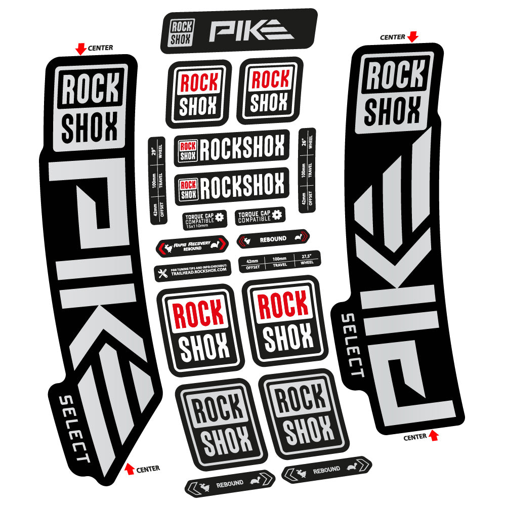 Stickers Rock Shox Pike Select 2023 compatibles Autocollants fourche VTT