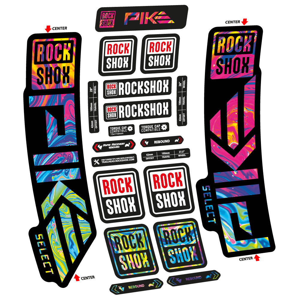 Stickers Rock Shox Pike Select 2023 compatibles Autocollants fourche VTT