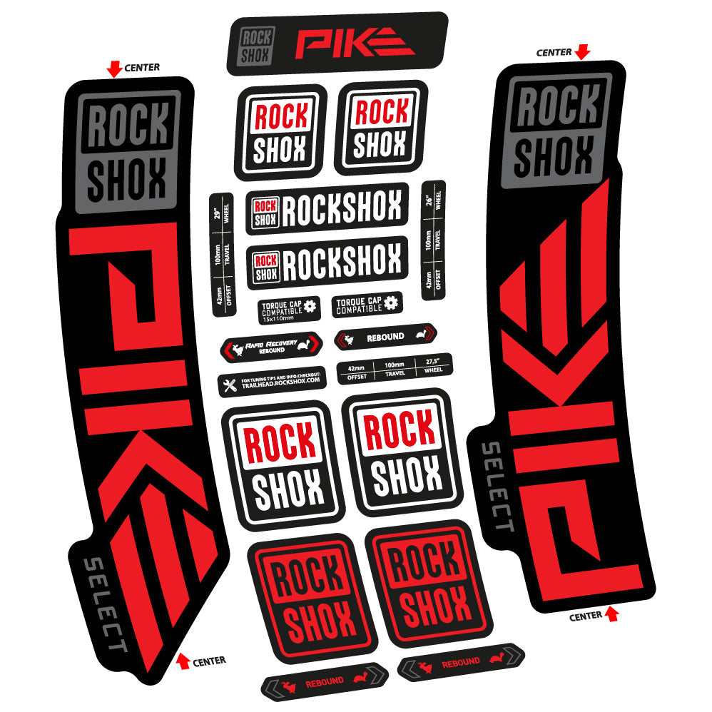 Stickers Rock Shox Pike Select 2023 compatibles Autocollants fourche VTT