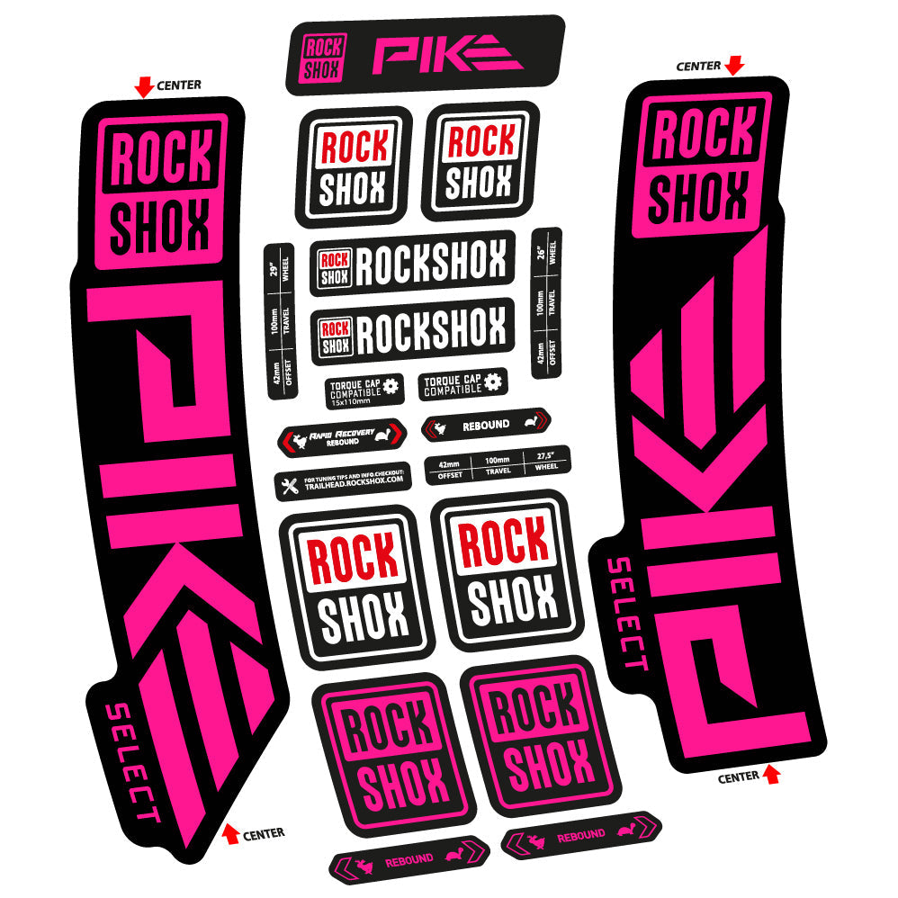 Stickers Rock Shox Pike Select 2023 compatibles Autocollants fourche VTT