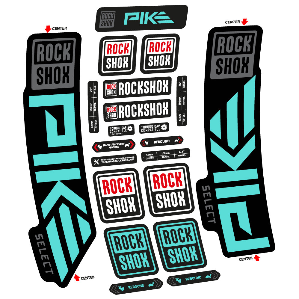 Stickers Rock Shox Pike Select 2023 compatibles Autocollants fourche VTT