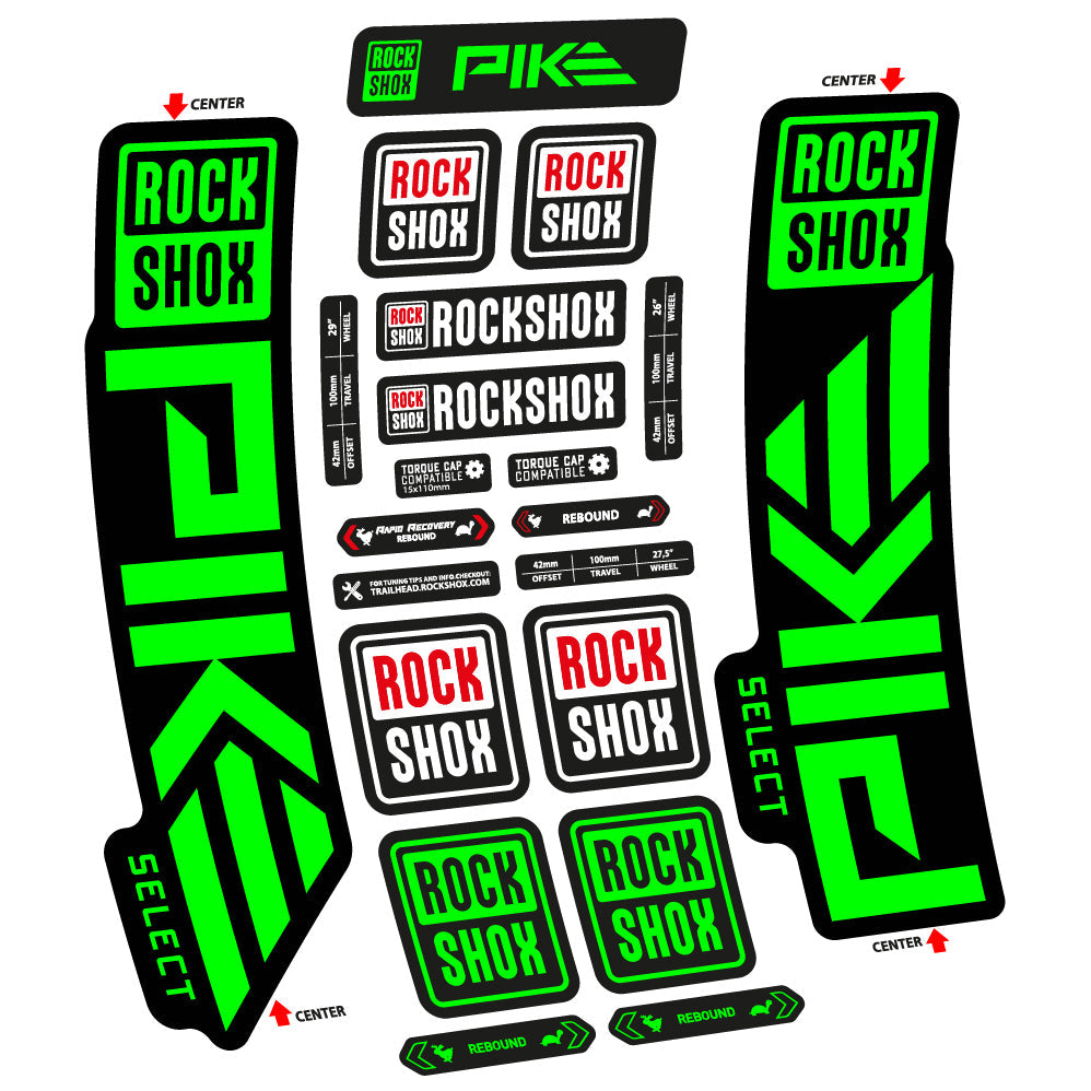 Stickers Rock Shox Pike Select 2023 compatibles Autocollants fourche VTT