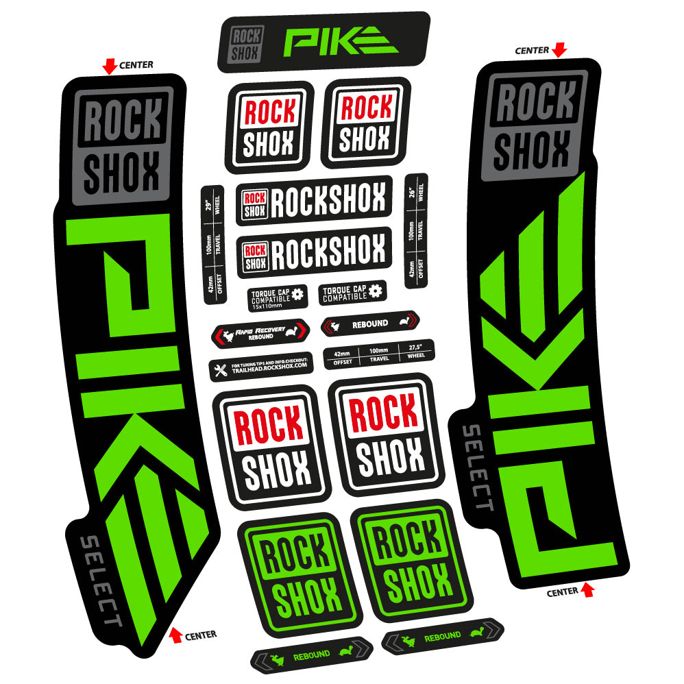 Stickers Rock Shox Pike Select 2023 compatibles Autocollants fourche VTT
